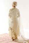 Shop_Ridhimaa Gupta_Ivory Viscose, Organza, Cotton, Zari Mandarin Gumaan Pintuck Kurta Set _at_Aza_Fashions