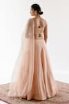 Shop Ridhimaa Gupta Beige Silk Organza, Viscose, Cotton Sequins Sukoon Embroidered Lehenga Set at Aza Fashions Shop_Ridhimaa Gupta_Beige Silk Organza, Viscose, Cotton Sequins Sukoon Embroidered Lehenga Set _at_Aza_Fashions