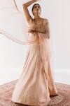Ridhimaa Gupta Beige Silk Organza, Viscose, Cotton Sequins Sukoon Embroidered Lehenga Set Online at Aza Fashions Ridhimaa Gupta_Beige Silk Organza, Viscose, Cotton Sequins Sukoon Embroidered Lehenga Set _Online_at_Aza_Fashions
