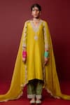 Buy Ridhimaa Gupta Yellow Organza, Viscose, Embroidery Preyasi Placement Kurta Pant Set at Aza Fashions Buy_Ridhimaa Gupta_Yellow Organza, Viscose, Embroidery Preyasi Placement Kurta Pant Set _at_Aza_Fashions
