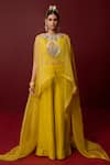 Buy Ridhimaa Gupta Yellow Silk Organza, Viscose Embroidery Round Neck Savitri Hand Cape Pant Set at Aza Fashions Buy_Ridhimaa Gupta_Yellow Silk Organza, Viscose Embroidery Round Neck Savitri Hand Cape Pant Set _at_Aza_Fashions
