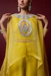 Ridhimaa Gupta Yellow Silk Organza, Viscose Embroidery Round Neck Savitri Hand Cape Pant Set Online at Aza Fashions Ridhimaa Gupta_Yellow Silk Organza, Viscose Embroidery Round Neck Savitri Hand Cape Pant Set _Online_at_Aza_Fashions