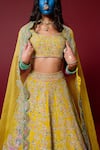 Shop Ridhimaa Gupta Yellow Organza, Viscose, Embroidery Round Rudrani Floral Lehenga Set Online at Aza Fashions Shop_Ridhimaa Gupta_Yellow Organza, Viscose, Embroidery Round Rudrani Floral Lehenga Set _Online_at_Aza_Fashions