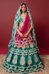 Buy_Ridhimaa Gupta_Green , Organza, Viscose Vagdevi Mandala Dori Bridal Lehenga Set _at_Aza_Fashions