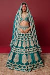 Shop_Ridhimaa Gupta_Green , Organza, Viscose Vagdevi Mandala Dori Bridal Lehenga Set _at_Aza_Fashions