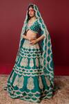 Ridhimaa Gupta_Green , Organza, Viscose Vagdevi Mandala Dori Bridal Lehenga Set _Online_at_Aza_Fashions