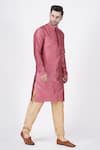 Buy_Manish Nagdeo_Pink Chanderi , Cotton, Floral Woven Kurta Set For Kids_Online_at_Aza_Fashions