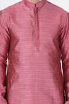 Shop_Manish Nagdeo_Pink Chanderi , Cotton, Floral Woven Kurta Set For Kids_Online_at_Aza_Fashions