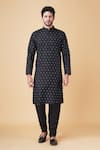 Buy_Manish Nagdeo_Black Ruby Cotton Silk Printed Square Kurta Set _at_Aza_Fashions