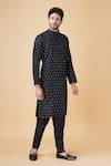 Shop_Manish Nagdeo_Black Ruby Cotton Silk Printed Square Kurta Set _Online_at_Aza_Fashions