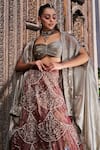 tara thakur_Pink Tissue Hand Embroidered Dabka Sweetheart Blouse Lehenga Set _Online_at_Aza_Fashions