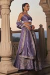 Shop_tara thakur_Purple Polyester Hand Embroidered Dabka Sweetheart Blouse Lehenga Set  _Online_at_Aza_Fashions