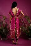 Shop_tara thakur_Fuchsia Brocade Embroidered Conch Shell Zari Floral Knot Top With Cuff Pant _at_Aza_Fashions