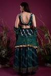 Shop_tara thakur_Green Brocade Embroidered Kiran V-neck Woven Zari Lehenga Butti Jacket Set _at_Aza_Fashions