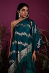 Shop_tara thakur_Green Brocade Woven Floral One Shoulder Asymmetric Zari Top With Pant _Online_at_Aza_Fashions