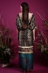 Shop_tara thakur_Black Brocade Embroidered Conch Shell V-neck Woven Geometric Kaftan Dress _at_Aza_Fashions