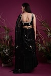 Shop_tara thakur_Black Embroidered Conch Shell Embellished Pre Draped Saree With Blouse  _at_Aza_Fashions