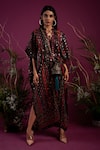 tara thakur_Multi Color Embroidered Sequin V-neck Stripe Print Kaftan _Online_at_Aza_Fashions