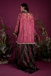 Shop_tara thakur_Fuchsia Velvet Embroidered Floral Pattern Stripe Print Lehenga Set  _at_Aza_Fashions