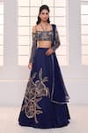 Buy_Masumi Mewawalla x AZA_Blue Mashru Embroidered Sequin Square Neck Floral Lehenga Set _Online_at_Aza_Fashions