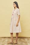 Buy_Samyukta Singhania_Off White Cotton Blend Stripe Print Dress_Online_at_Aza_Fashions