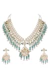 Auraa Trends_Blue Beads, Diamonds Kundan Studded Layered Necklace Set _Online_at_Aza_Fashions