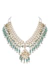 Buy_Auraa Trends_Blue Beads, Diamonds Kundan Studded Layered Necklace Set _Online_at_Aza_Fashions