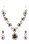 Auraa Trends_Red Kundan And Stone Studded Pendant Necklace Set _Online_at_Aza_Fashions