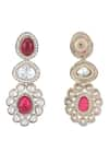 Shop_Auraa Trends_Red Kundan And Stone Studded Pendant Necklace Set 