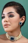 Buy_Auraa Trends_Blue Diamonds, Stones Bead Layered Pendant Choker Set _at_Aza_Fashions