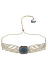 Buy_Auraa Trends_Blue Diamonds, Stones Bead Layered Pendant Choker Set 