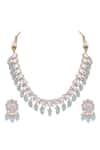 Auraa Trends_Gold Plated Diamonds, Beads Drops Choker Set _Online_at_Aza_Fashions