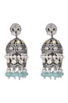 Auraa Trends_Grey Kundan Embellished Jhumkas _Online_at_Aza_Fashions