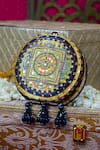 Shop_Puneet Gupta_Blue Embroidered Mandala Neel Bead Tasselled Clutch _at_Aza_Fashions