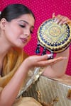 Puneet Gupta_Blue Embroidered Mandala Neel Bead Tasselled Clutch _Online_at_Aza_Fashions