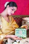 Buy_Puneet Gupta_Green Embroidered Hastkala Sequin Box Clutch _at_Aza_Fashions