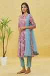 Buy_Samyukta Singhania_Purple Rayon Floral Print Straight Kurta_Online_at_Aza_Fashions