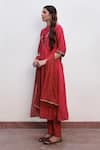 Taro_Red Handwoven Chanderi Silk Embroidery Aabroo Yoke A-line Kurta Set  _Online_at_Aza_Fashions