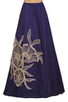 Buy_Masumi Mewawalla x AZA_Blue Mashru Embroidered Sequin Square Neck Floral Lehenga Set _Online
