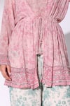 Sakshi Girri_Pink Georgette Printed Floral Round Jacket Palazzo Set  _at_Aza_Fashions