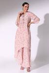 Buy_Sakshi Girri_Pink Crepe Print Lily Bloom Round Kurta Palazzo Set  _Online_at_Aza_Fashions