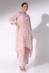 Shop_Sakshi Girri_Pink Crepe Print Lily Bloom Round Kurta Palazzo Set _Online_at_Aza_Fashions