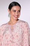 Sakshi Girri_Pink Crepe Print Lily Bloom Round Kurta Palazzo Set  _at_Aza_Fashions