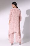 Shop_Sakshi Girri_Pink Crepe Print Lily Bloom Round Kurta Palazzo Set  _at_Aza_Fashions