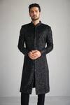 Buy_Sawan Gandhi_Black Velvet Embellished Sequins Sherwani With Pant _at_Aza_Fashions