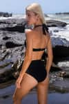 Shop_La Paz_Black Econyl (regenerated 85% Plain Halter Cabo Bikini Top  _at_Aza_Fashions