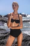 La Paz_Black Econyl (regenerated 85% Plain Halter Cabo Bikini Top  _Online_at_Aza_Fashions