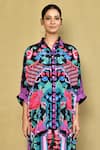 Khwaab by Sanjana Lakhani_Multi Color Imported Crepe Printed Abstract Collar Shirt And Pant Set _Online_at_Aza_Fashions