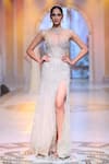 Buy_Neeta Lulla_Beige Net Embellished Crystals Sweetheart Neck Inaya Sequin Gown_at_Aza_Fashions