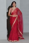 Buy_Rishi and Vibhuti_Red Crepe And Organza Embellished Sequins V Neck Saree With Blouse _at_Aza_Fashions